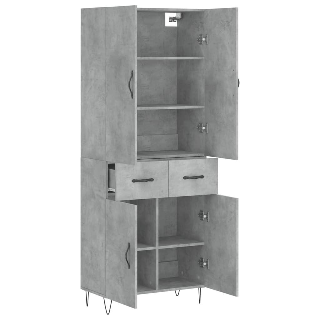 Chest of drawers, concrete grey, 69.5x34x180cm, engineered wood