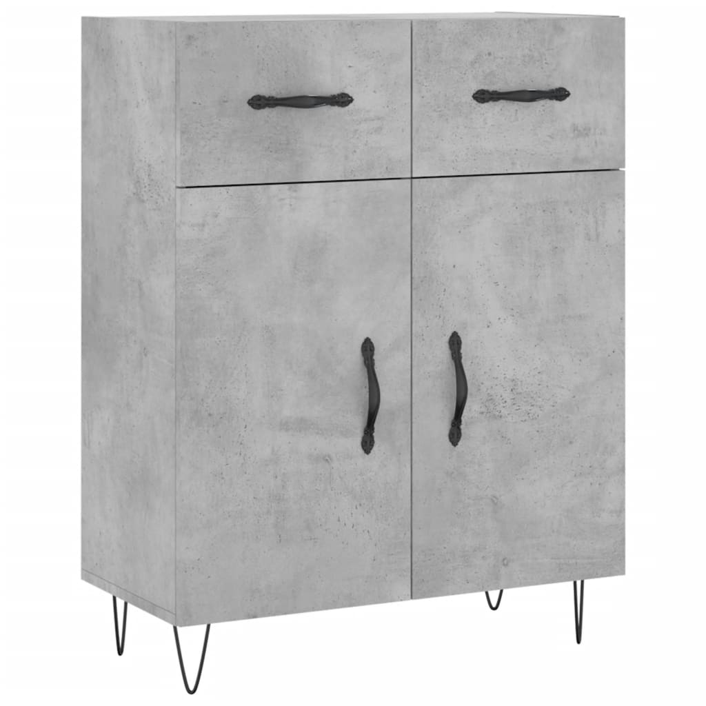 Chest of drawers, concrete grey, 69.5x34x180cm, engineered wood