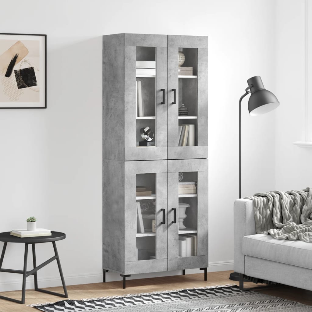 Kumode, betona pelēka krāsa, 69,5x34x180 cm, apstrādāta koksne