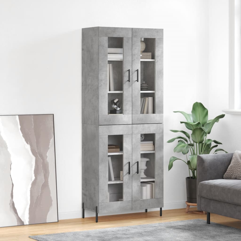Kumode, betona pelēka krāsa, 69,5x34x180cm, apstrādāta koksne