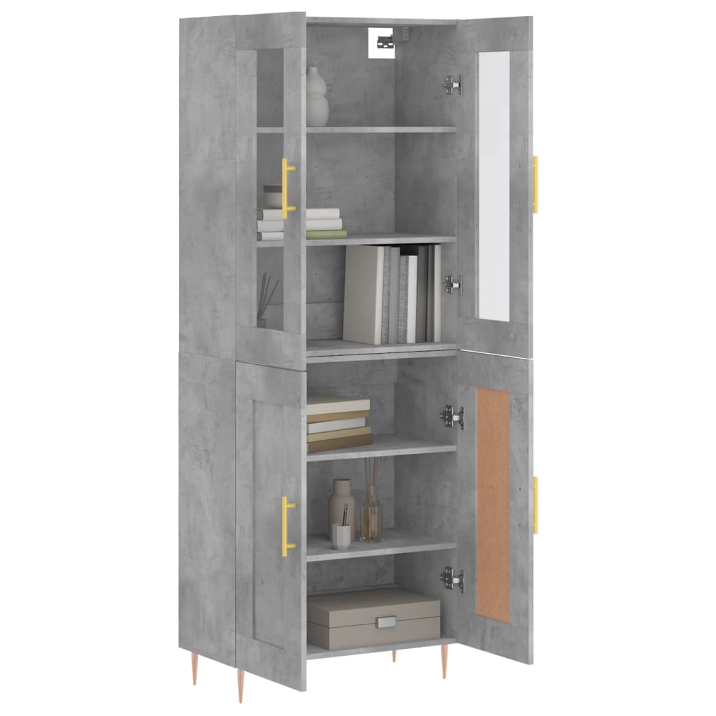 Chest of drawers, concrete grey, 69.5x34x180cm, engineered wood