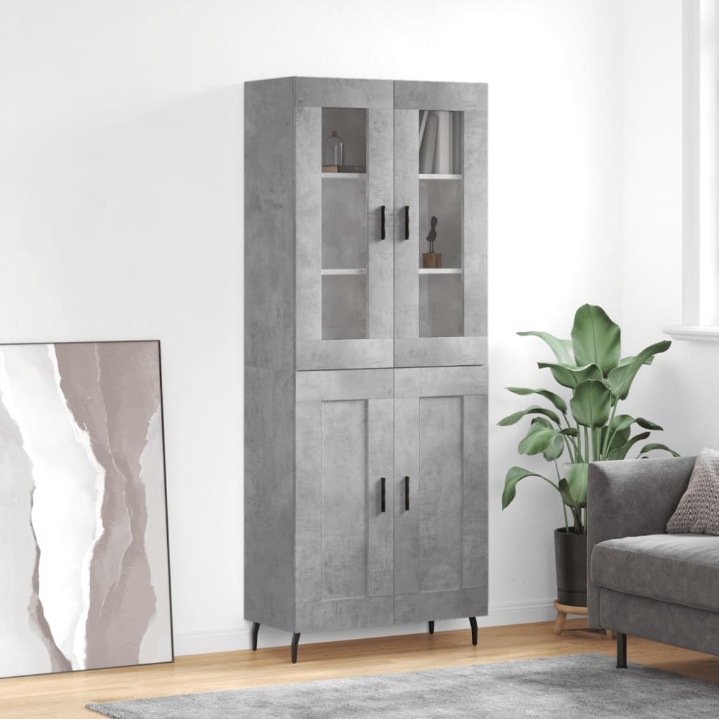 Komoda, betono pilkos spalvos, 69,5x34x180cm, apdirbta mediena