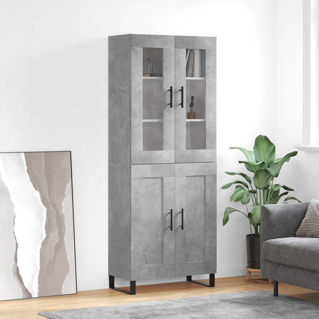 Kumode, betona pelēka, 69,5x34x180cm, apstrādāta koksne