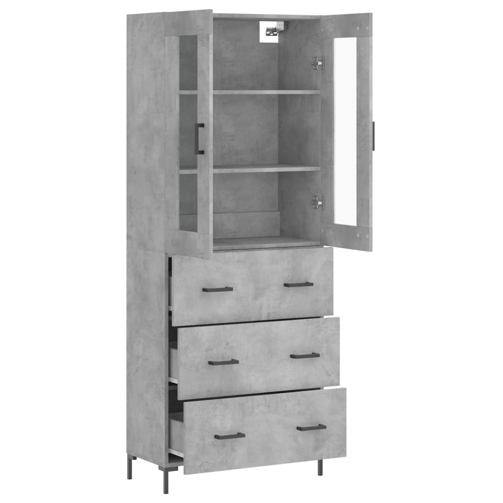 Kumode, betona pelēka krāsa, 69,5x34x180 cm, apstrādāta koksne