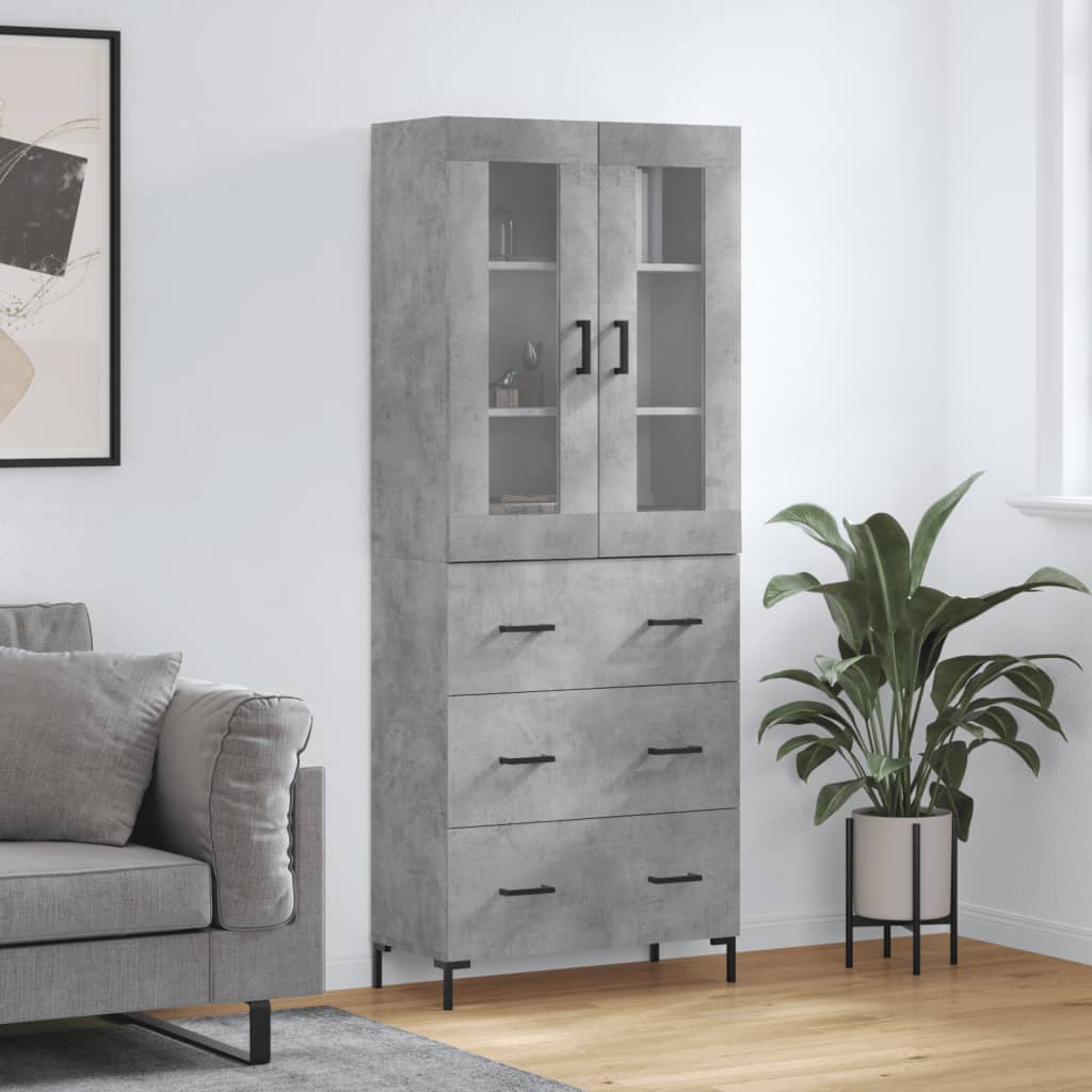 Kumode, betona pelēka krāsa, 69,5x34x180 cm, apstrādāta koksne