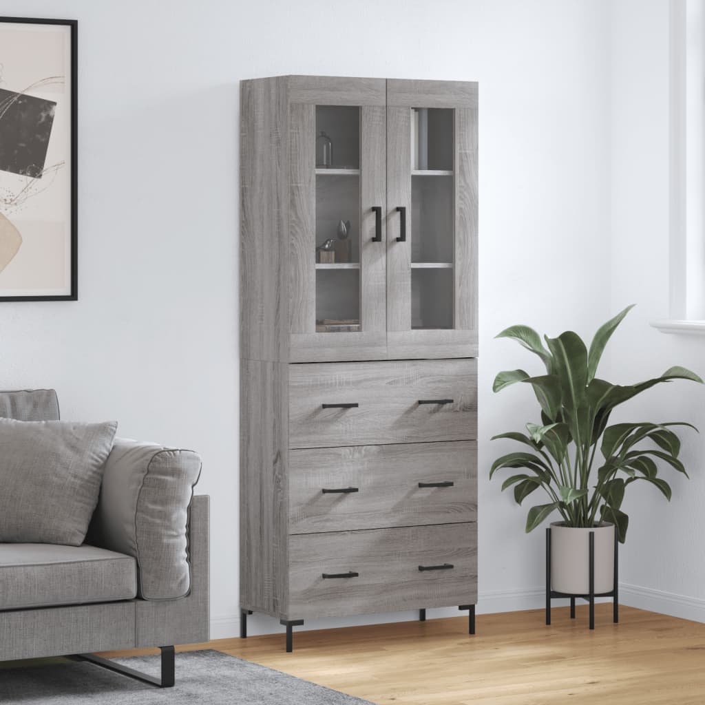 Kumode, pelēka ozola krāsā, 69,5x34x180cm, apstrādāta koksne