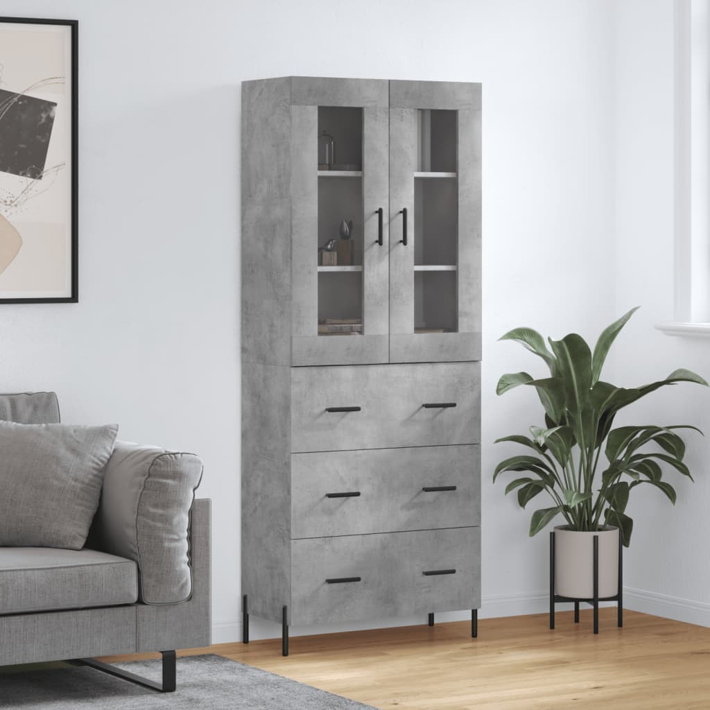 Komoda, betono pilkos spalvos, 69,5x34x180cm, apdirbta mediena