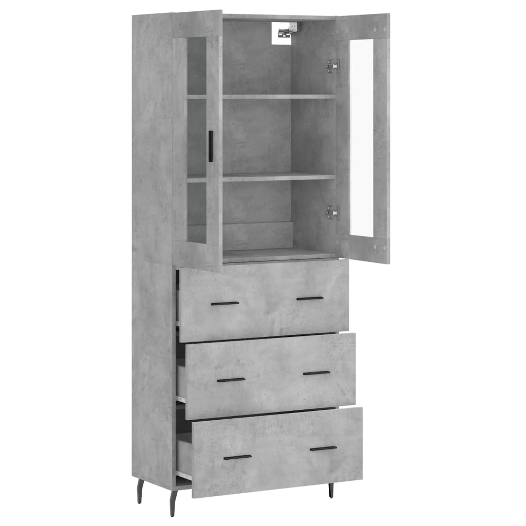 Kumode, betona pelēka, 69,5x34x180cm, apstrādāta koksne