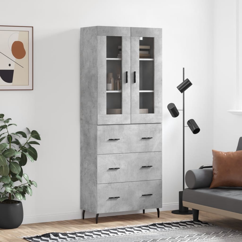 Kumode, betona pelēka, 69,5x34x180cm, apstrādāta koksne