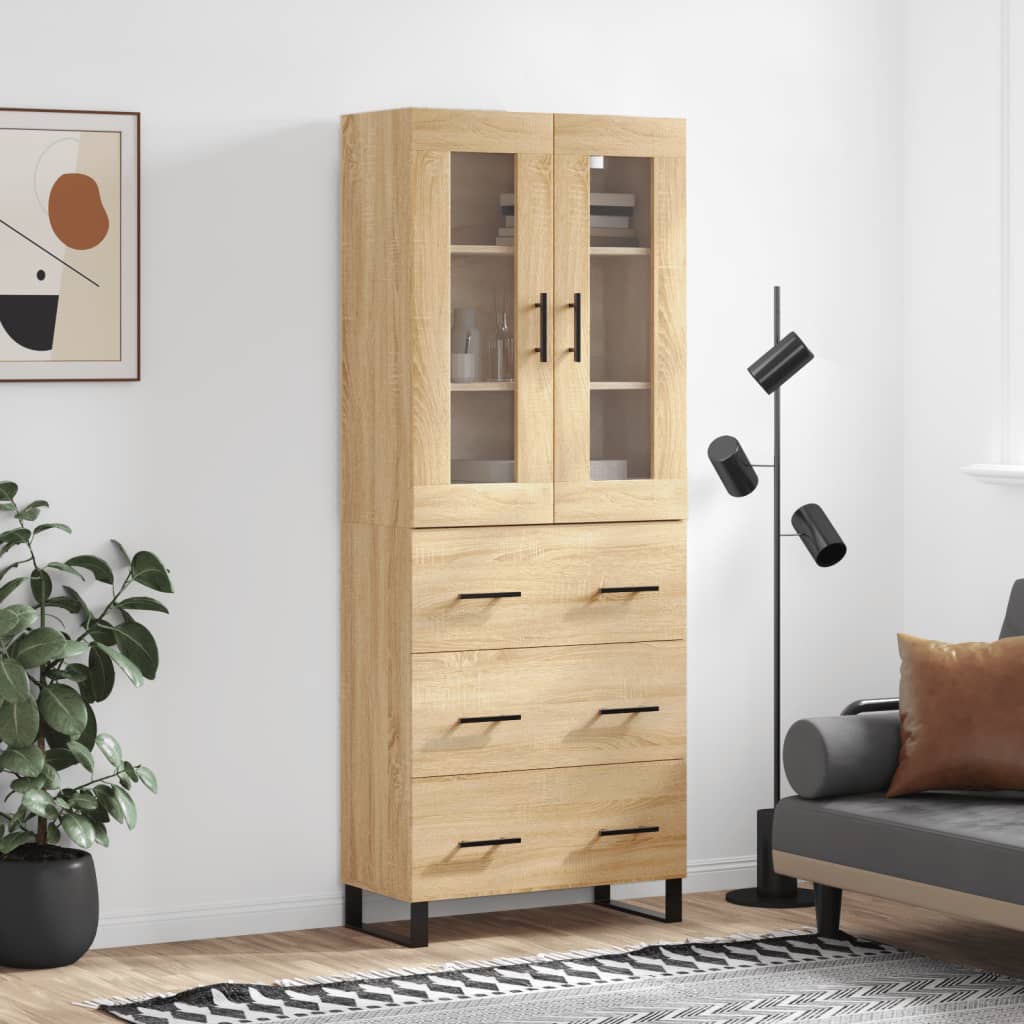 Chest of drawers, Sonoma oak, 69.5x34x180cm, engineered wood