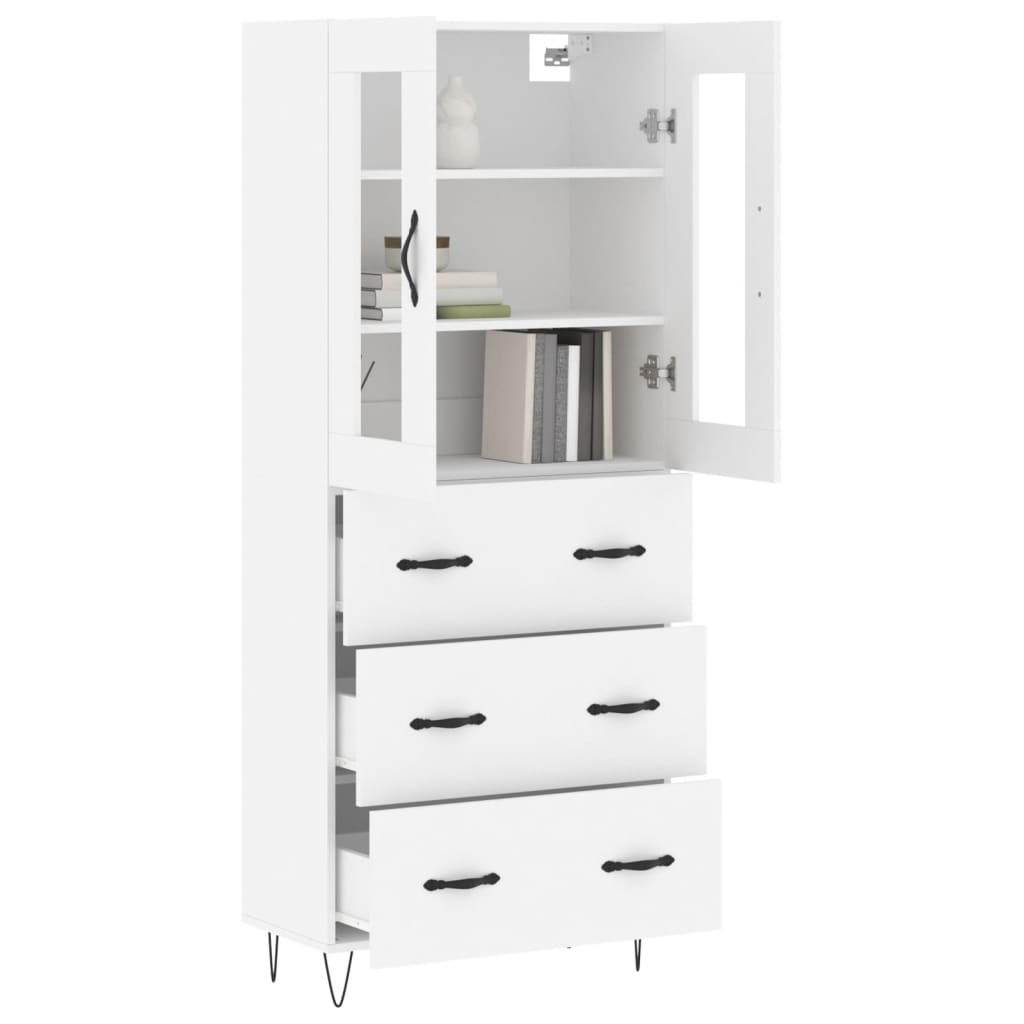 Chest of drawers, white, 69.5x34x180cm, engineered wood