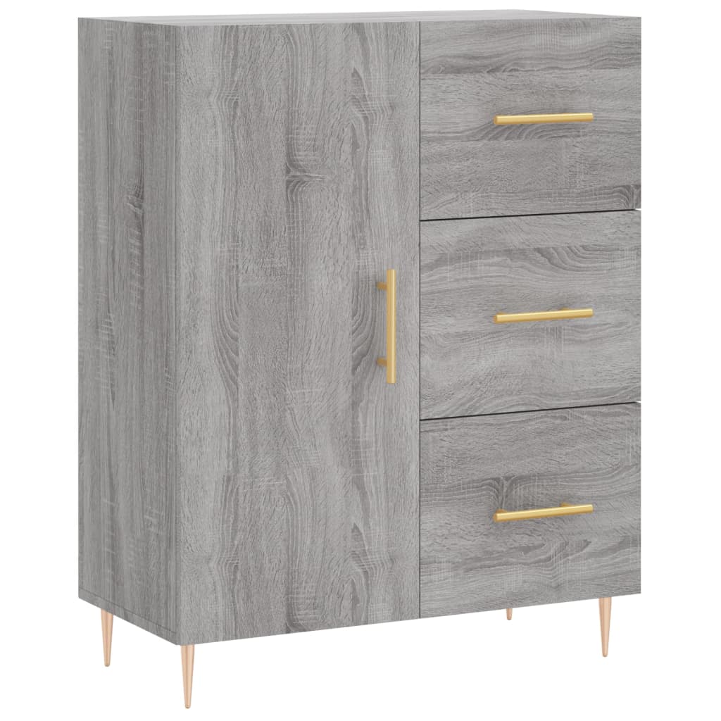 Chest of drawers, grey oak, 69.5x34x180cm, engineered wood