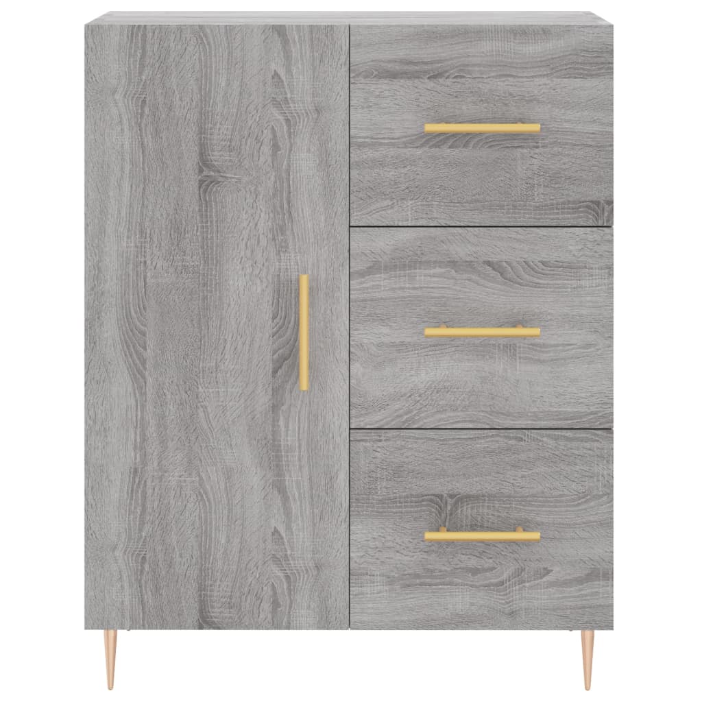 Chest of drawers, grey oak, 69.5x34x180cm, engineered wood