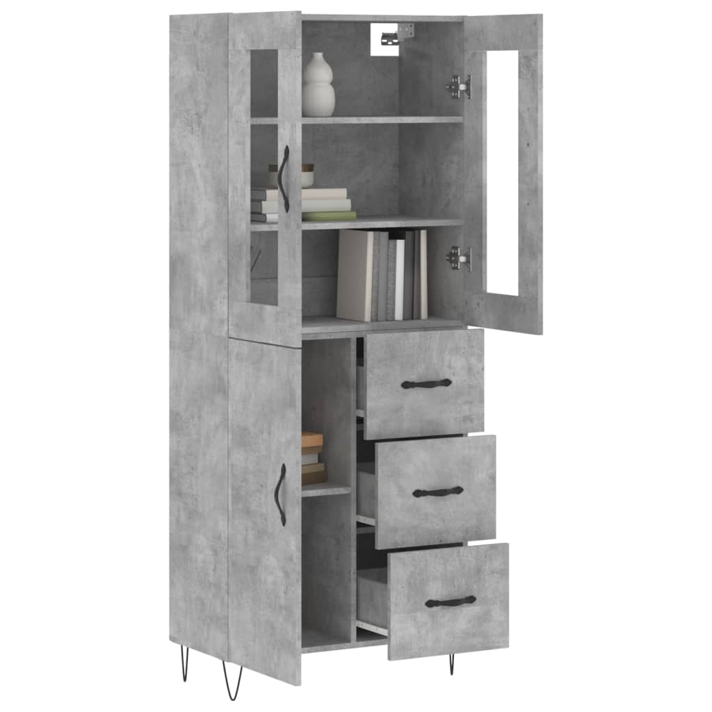 Chest of drawers, concrete grey, 69.5x34x180cm, engineered wood