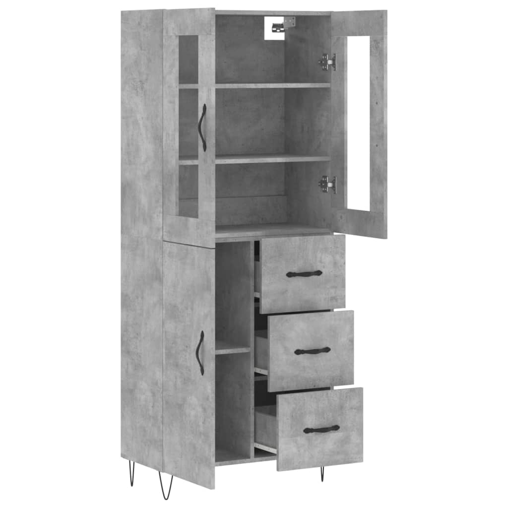 Chest of drawers, concrete grey, 69.5x34x180cm, engineered wood