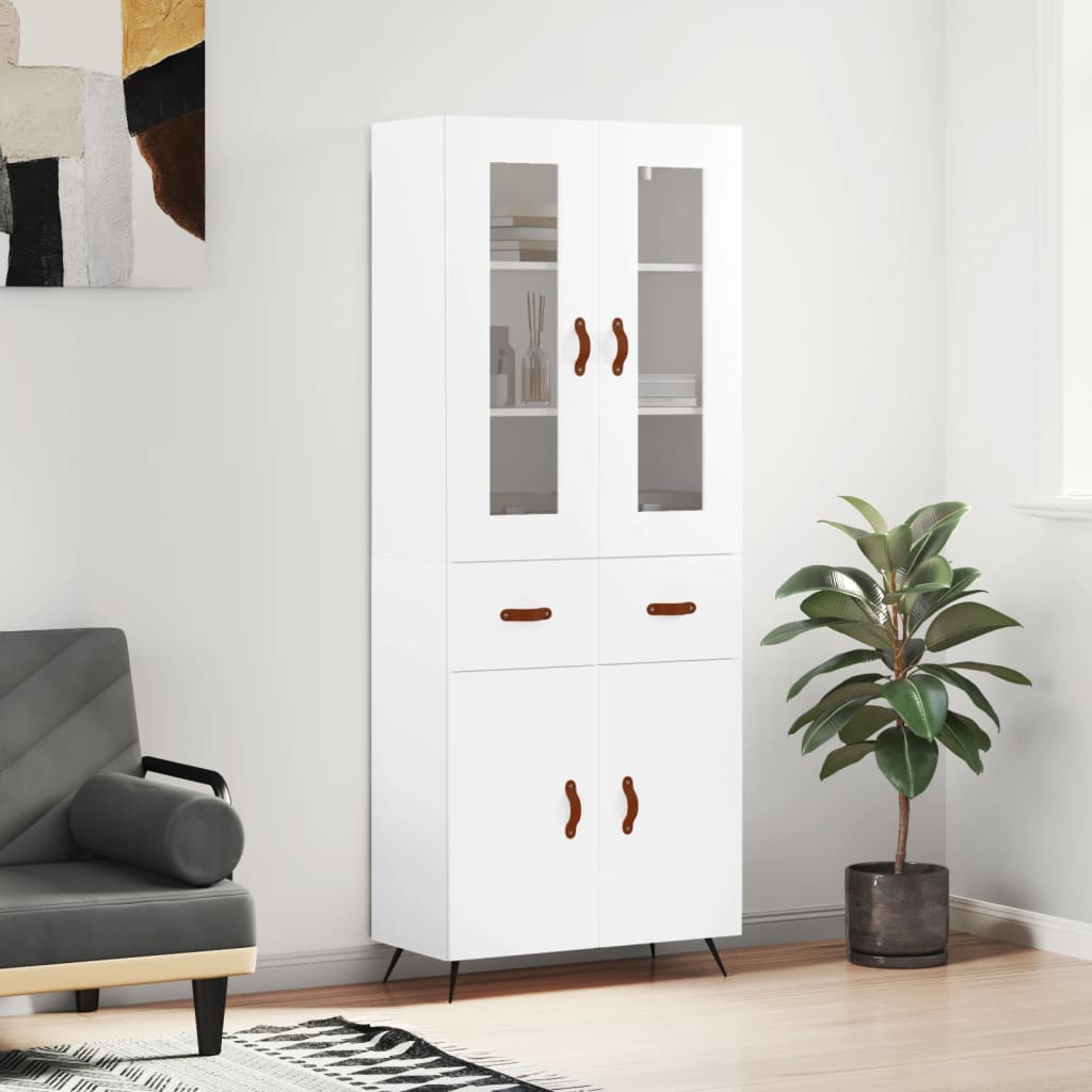 Chest of drawers, white, 69.5x34x180cm, engineered wood