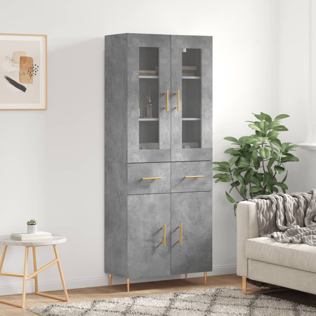 Komoda, betono pilkos spalvos, 69,5x34x180cm, apdirbta mediena