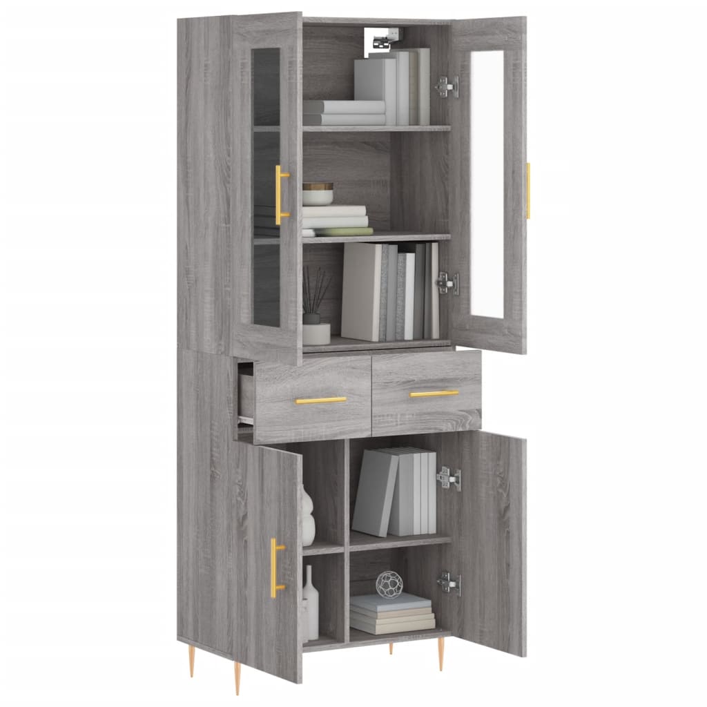 Chest of drawers, grey oak, 69.5x34x180cm, engineered wood