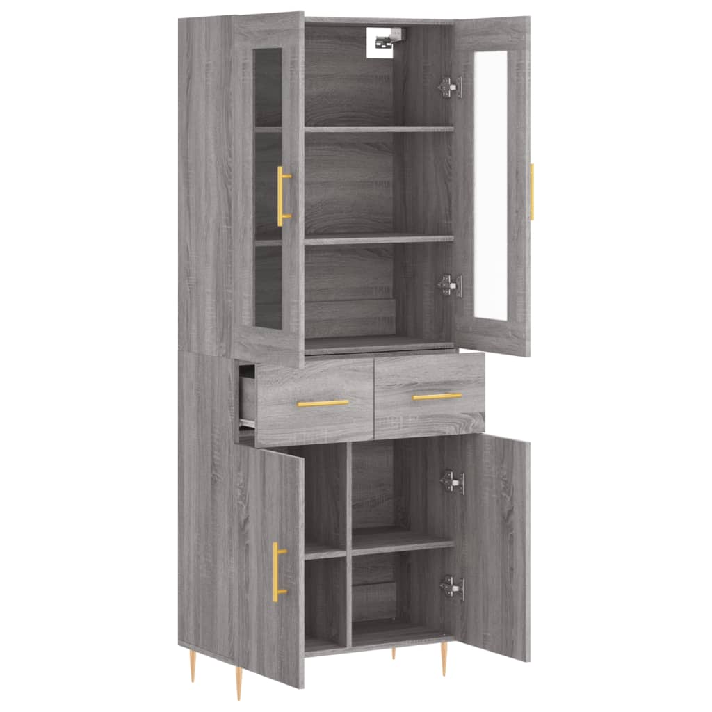Chest of drawers, grey oak, 69.5x34x180cm, engineered wood