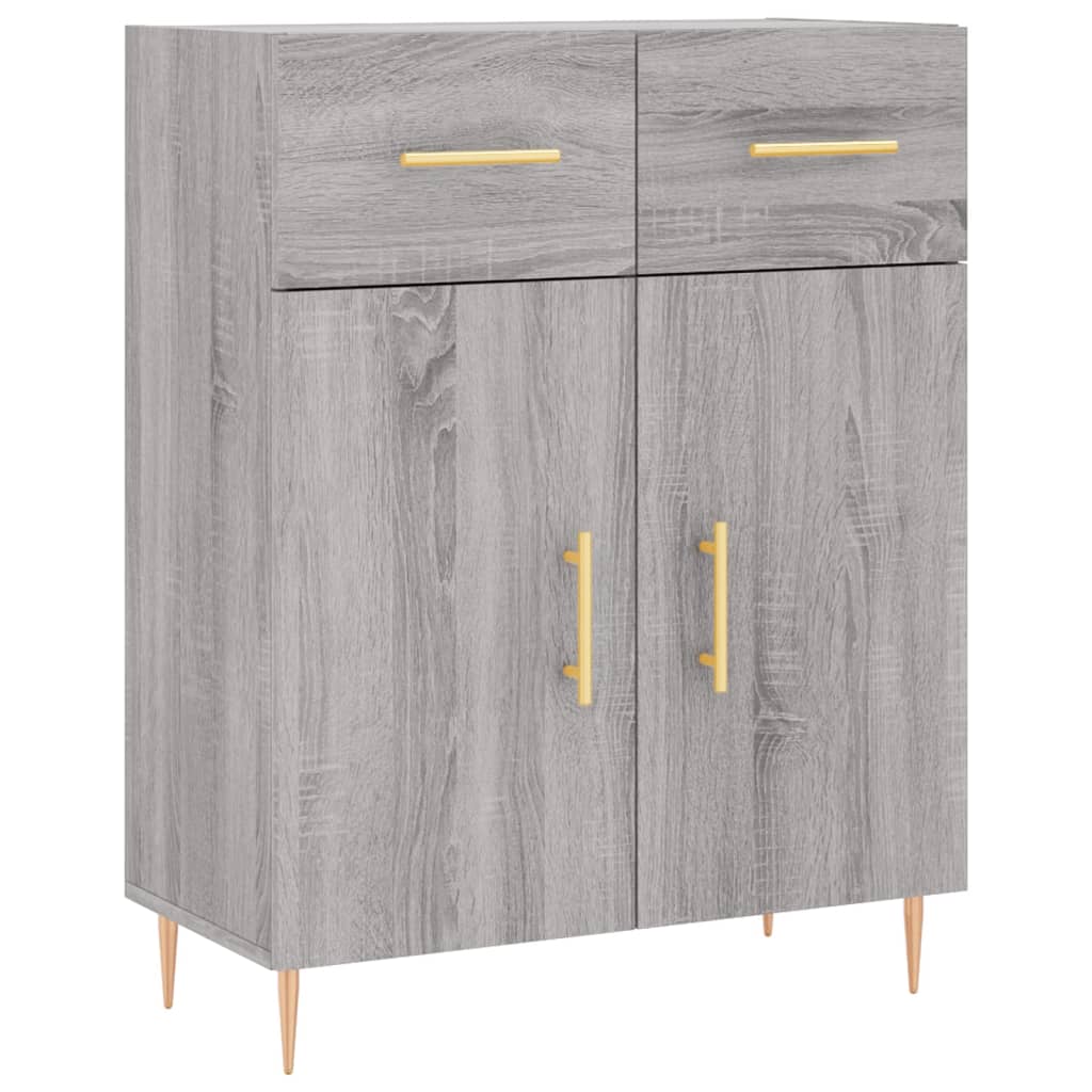 Chest of drawers, grey oak, 69.5x34x180cm, engineered wood