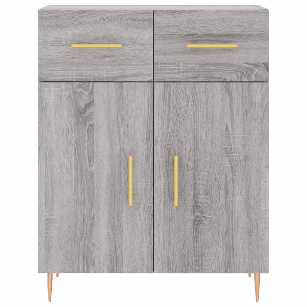 Chest of drawers, grey oak, 69.5x34x180cm, engineered wood