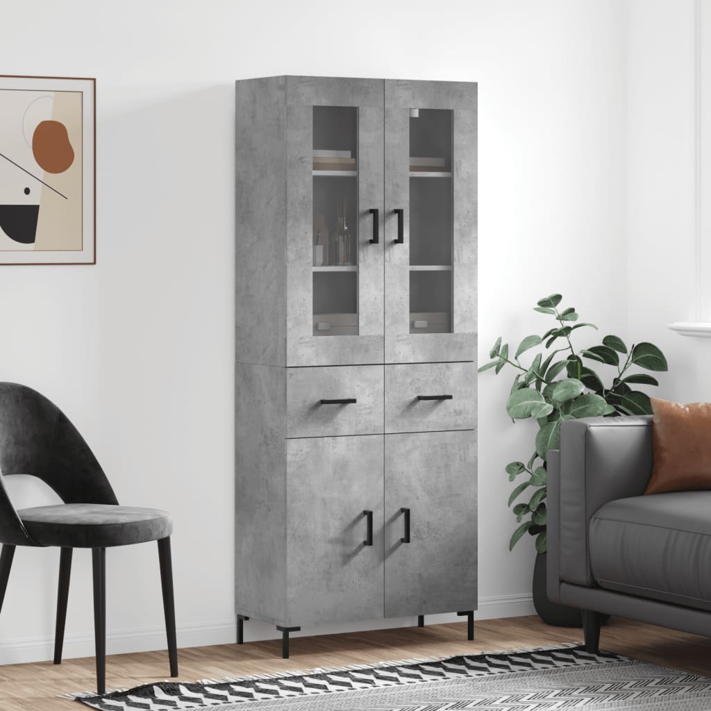 Kumode, betona pelēka krāsa, 69,5x34x180cm, apstrādāta koksne