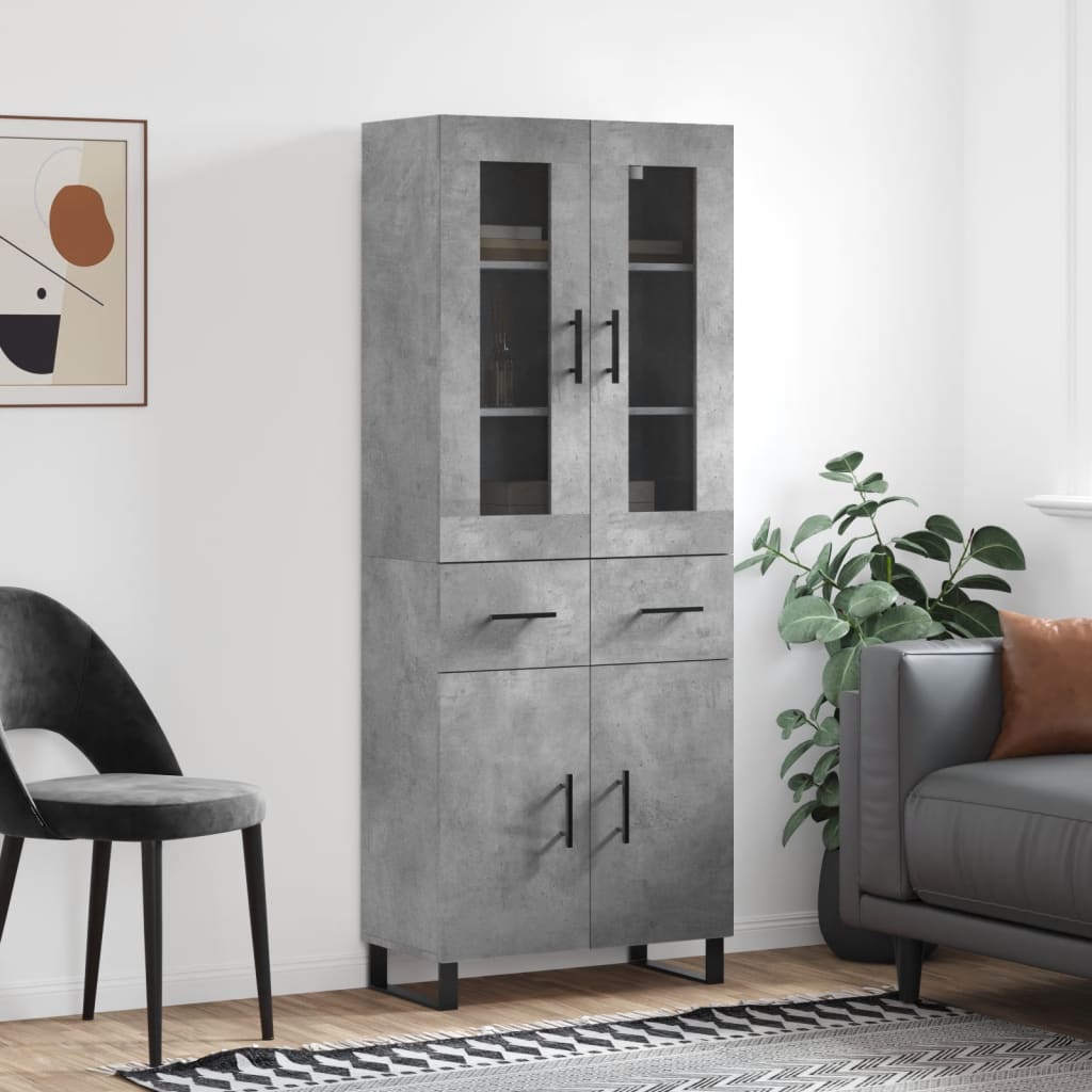 Komoda, betono pilkos spalvos, 69,5x34x180cm, apdirbta mediena