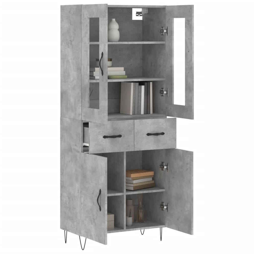 Chest of drawers, concrete grey, 69.5x34x180cm, engineered wood