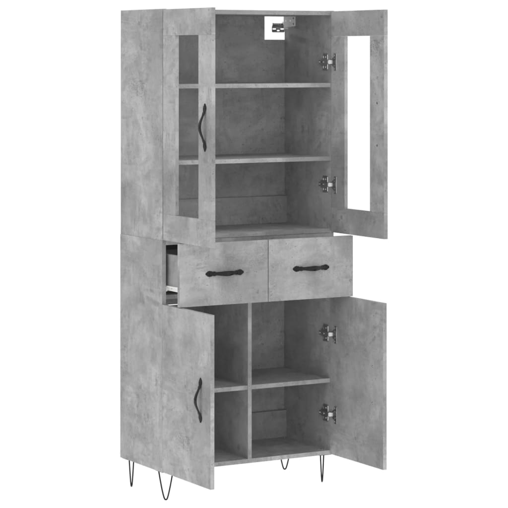 Chest of drawers, concrete grey, 69.5x34x180cm, engineered wood