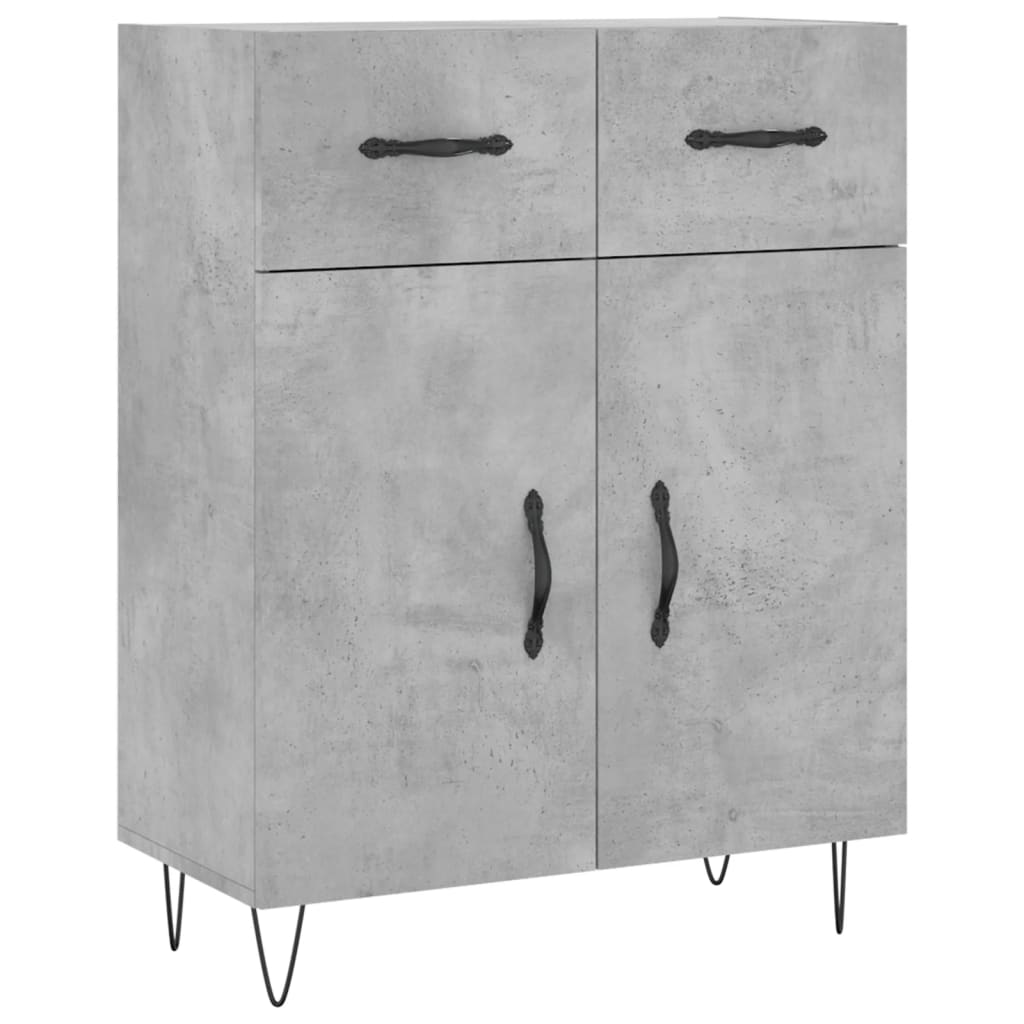 Chest of drawers, concrete grey, 69.5x34x180cm, engineered wood