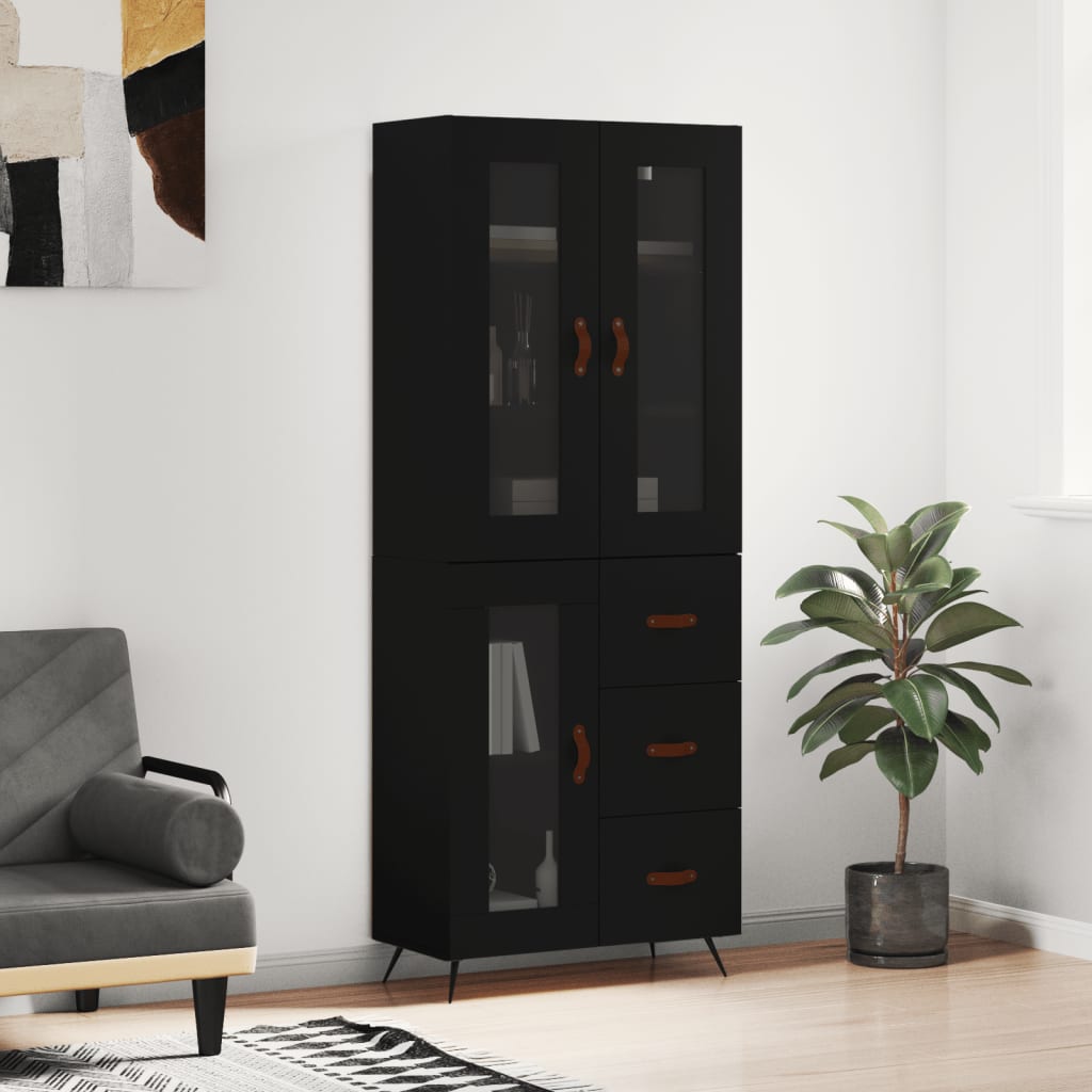 Komoda, juodos spalvos, 69,5x34x180cm, apdirbta mediena