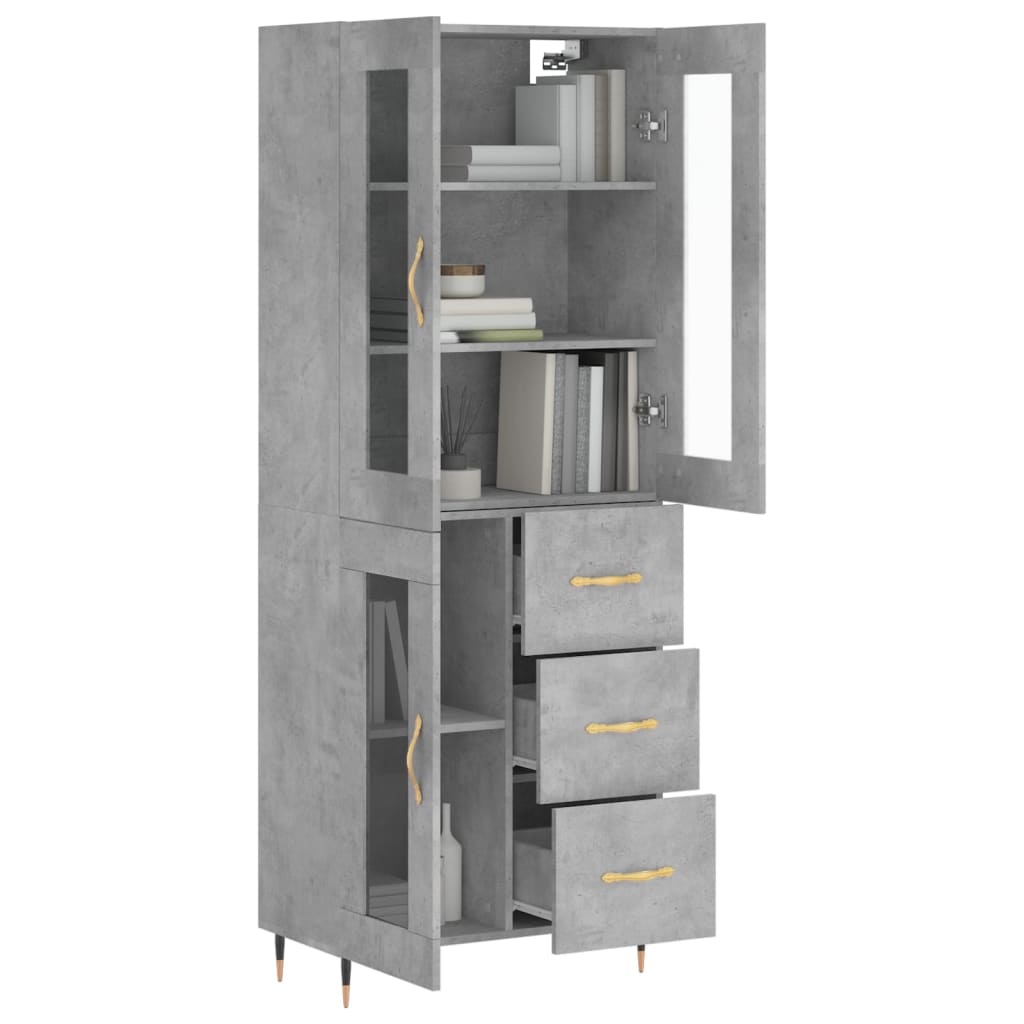 Kumode, betona pelēka krāsa, 69,5x34x180cm, apstrādāta koksne