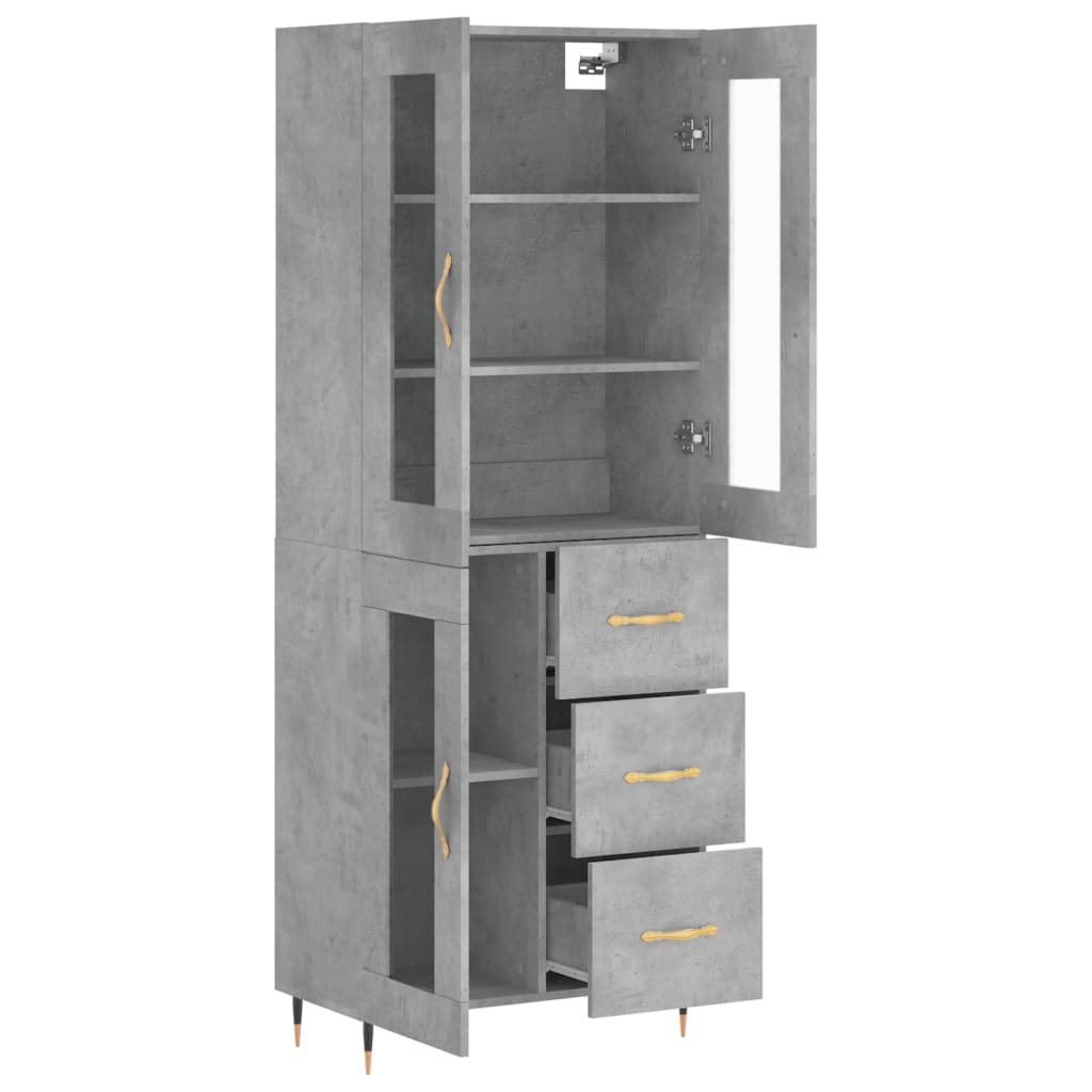 Kumode, betona pelēka krāsa, 69,5x34x180cm, apstrādāta koksne