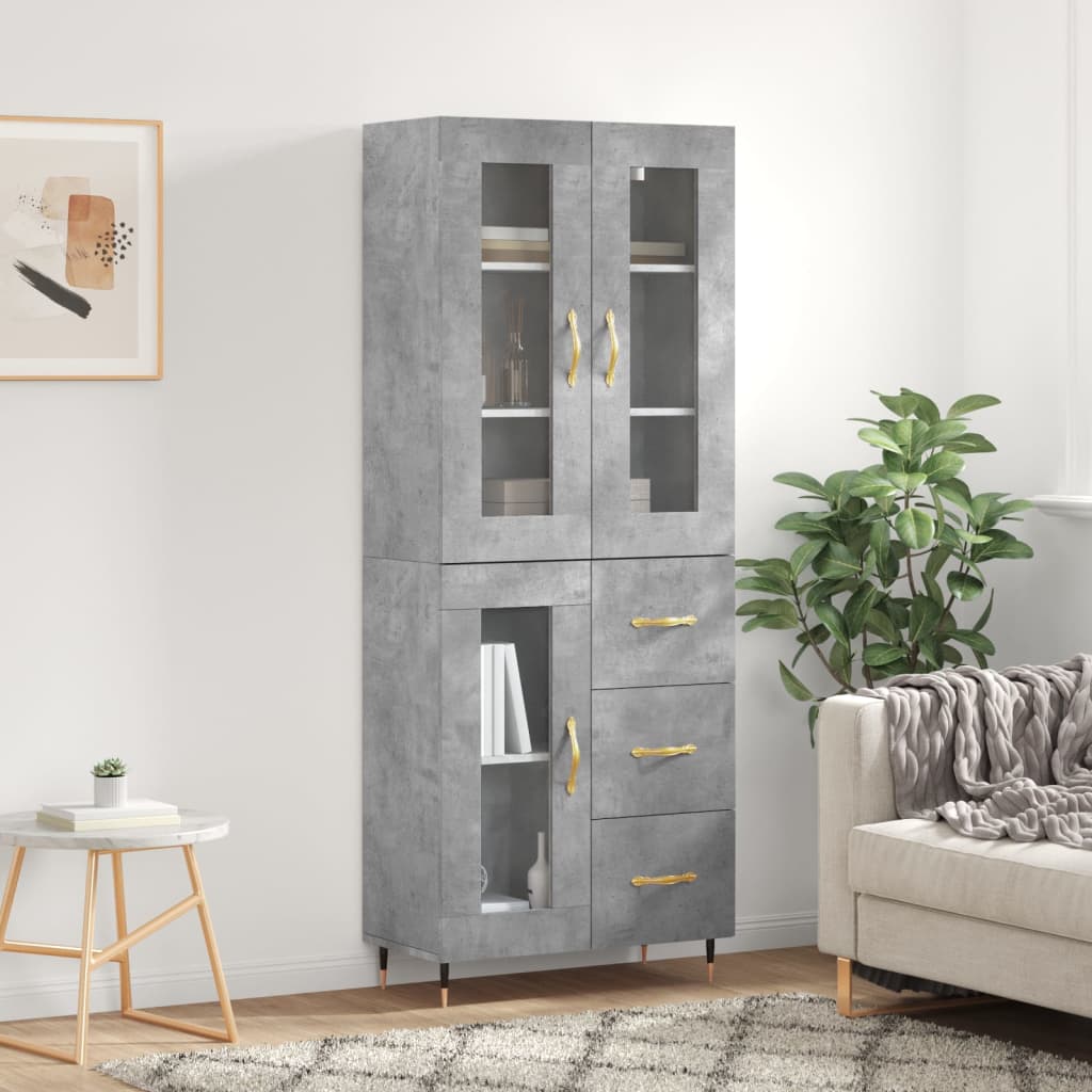 Kumode, betona pelēka krāsa, 69,5x34x180cm, apstrādāta koksne