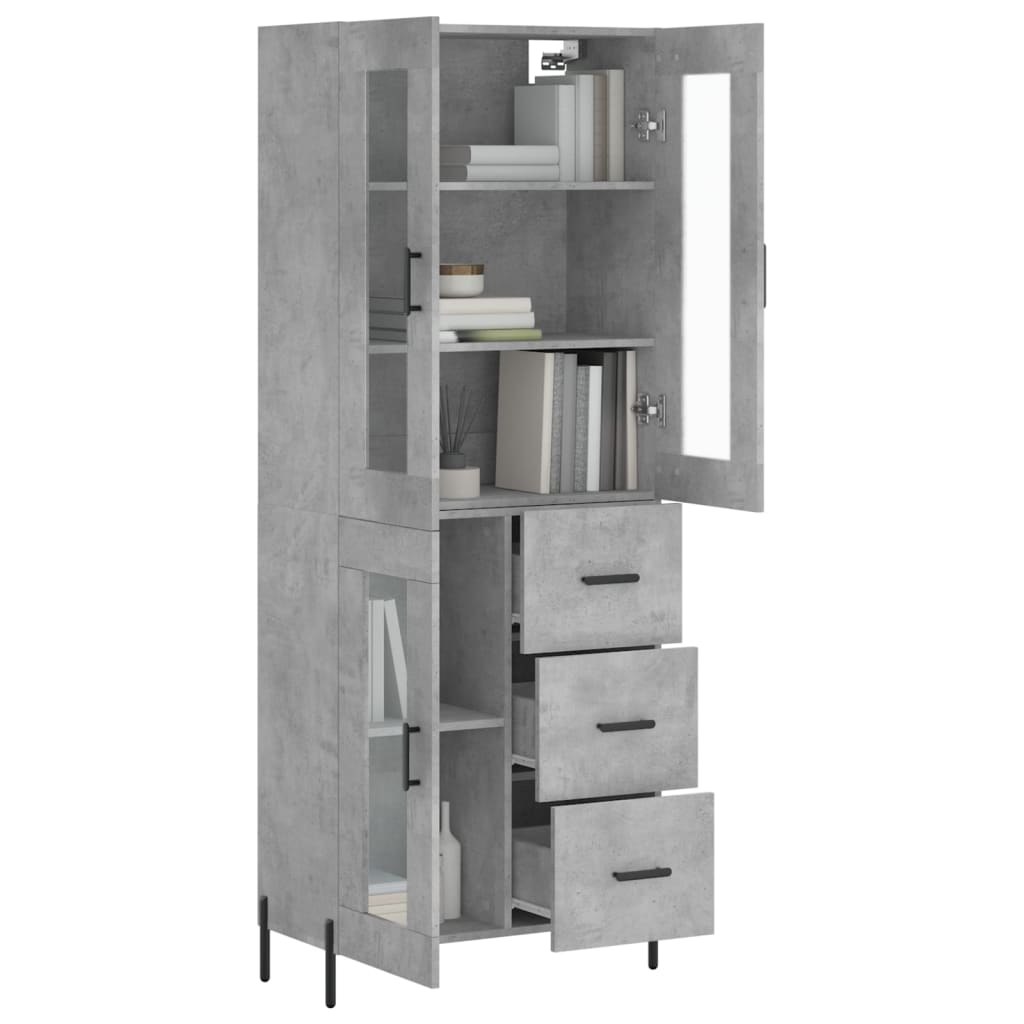 Kumode, betona pelēka krāsa, 69,5x34x180cm, apstrādāta koksne