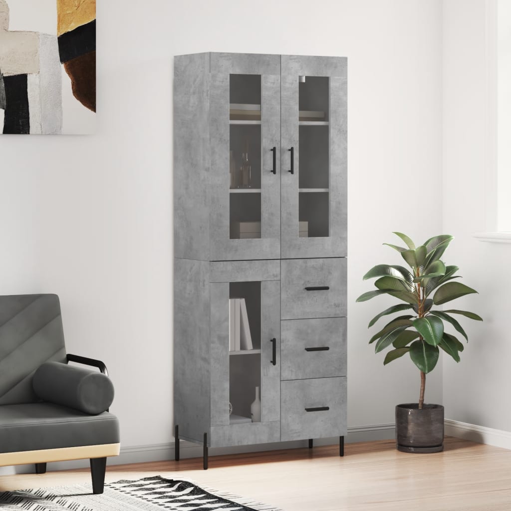 Kumode, betona pelēka krāsa, 69,5x34x180cm, apstrādāta koksne