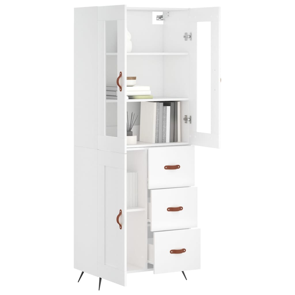 Chest of drawers, white, 69.5x34x180cm, engineered wood
