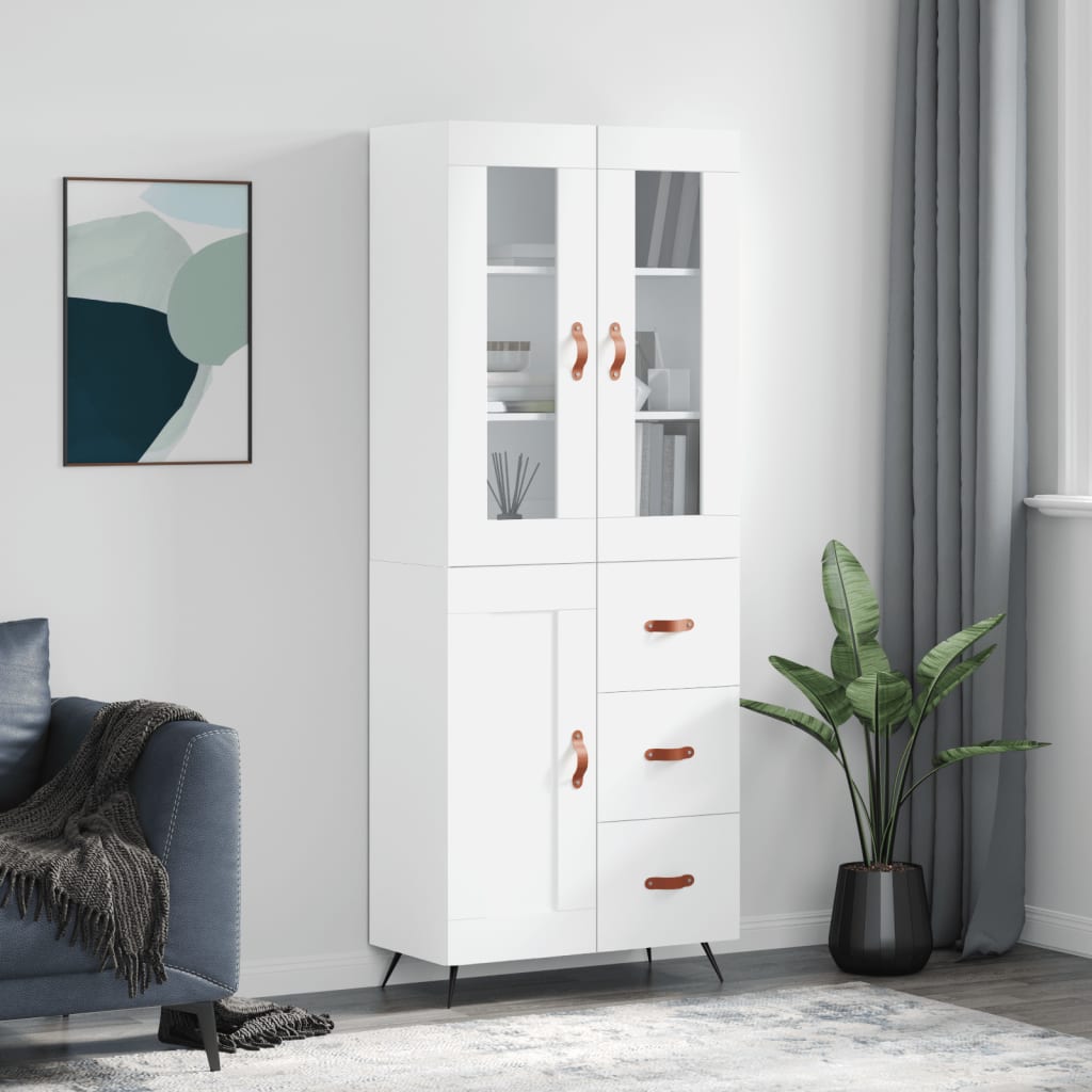 Chest of drawers, white, 69.5x34x180cm, engineered wood