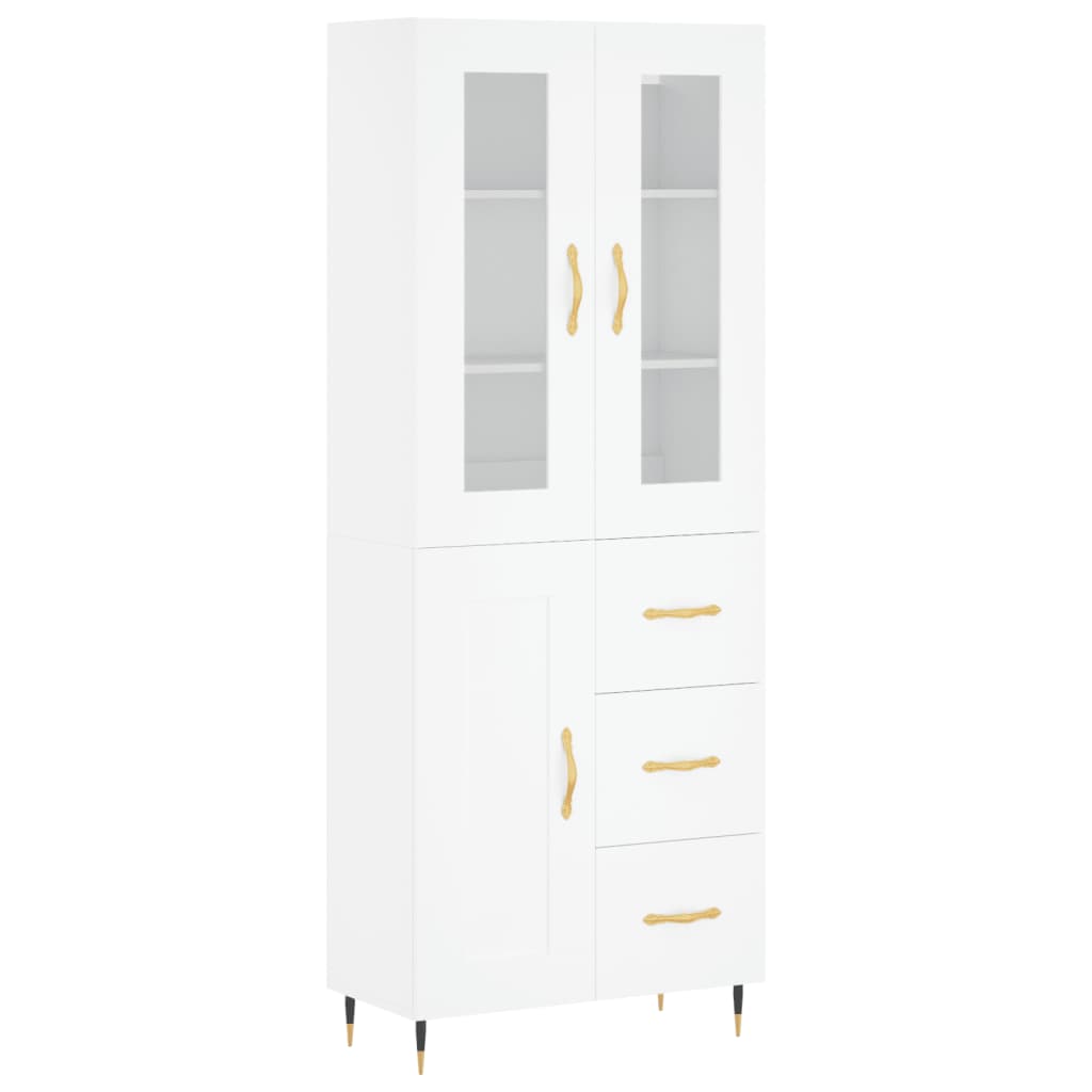 Chest of drawers, white, 69.5x34x180cm, engineered wood