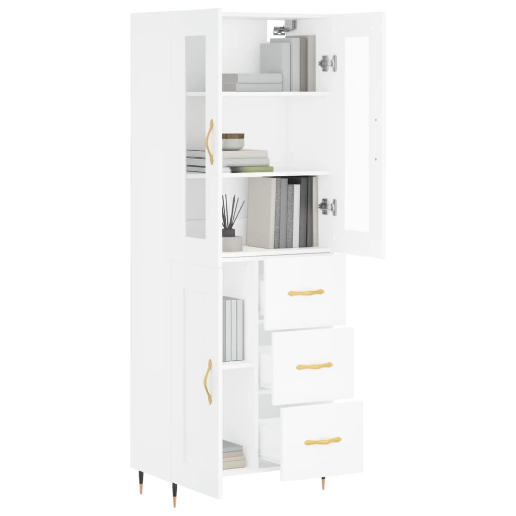 Chest of drawers, white, 69.5x34x180cm, engineered wood
