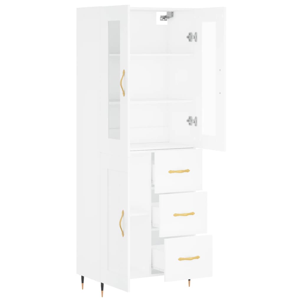 Chest of drawers, white, 69.5x34x180cm, engineered wood