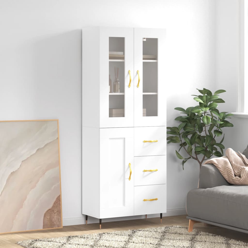 Chest of drawers, white, 69.5x34x180cm, engineered wood