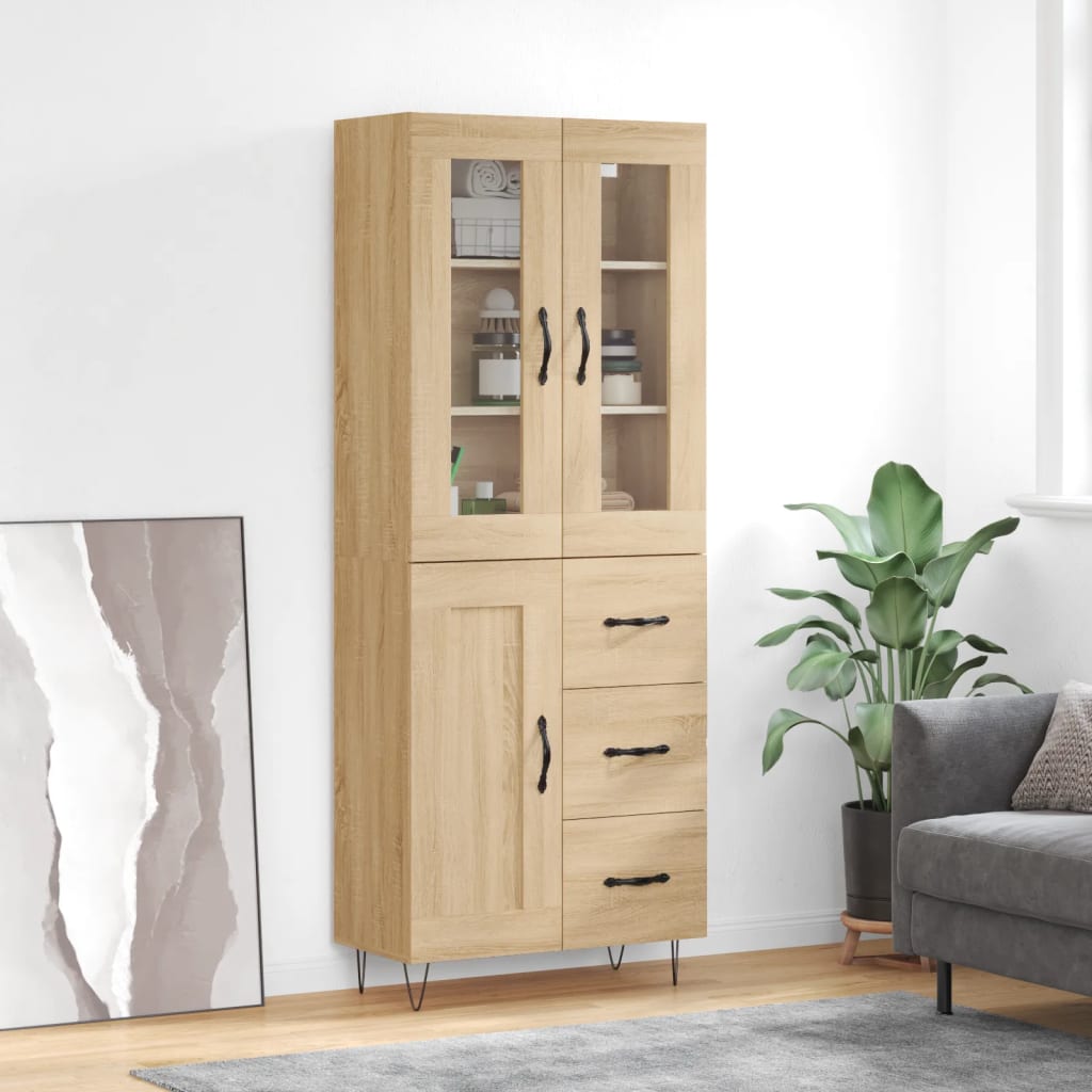 Chest of drawers, Sonoma oak, 69.5x34x180cm, engineered wood