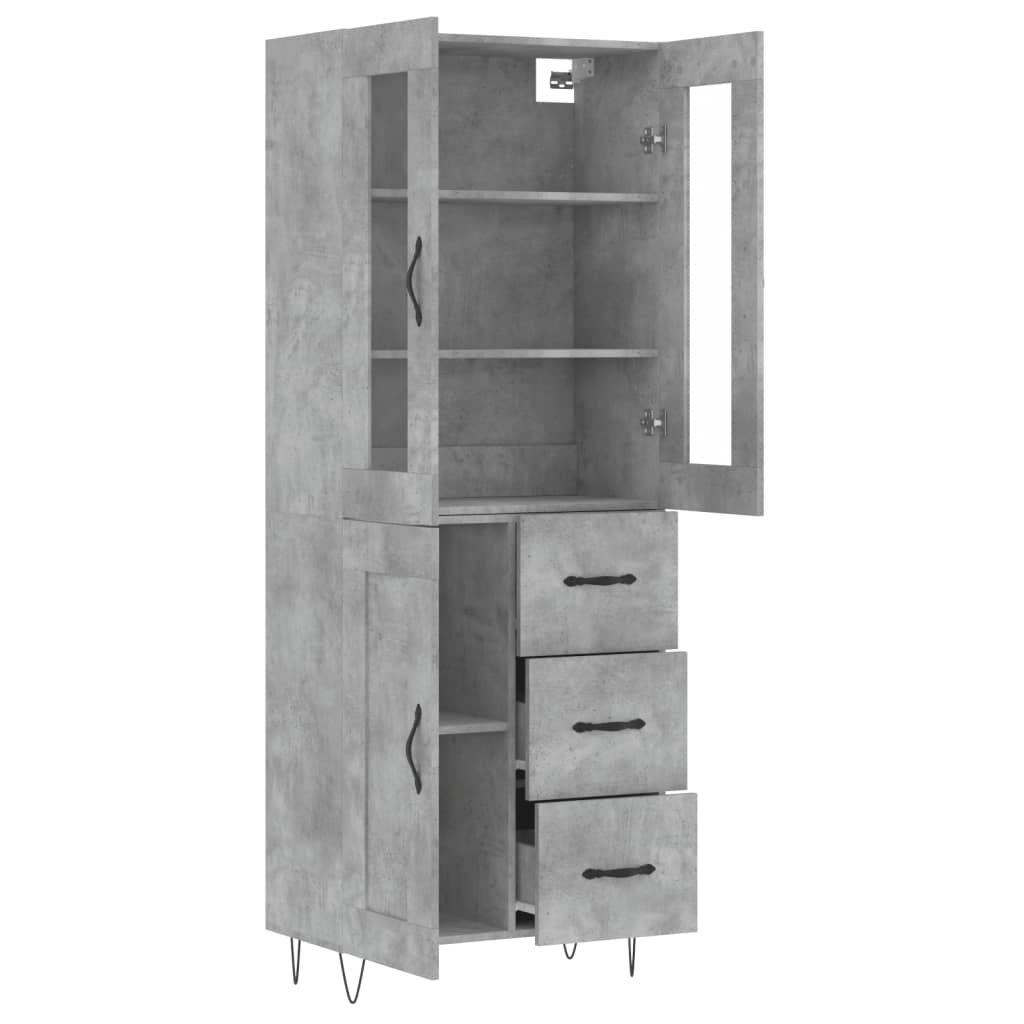 Komoda, betono pilkos spalvos, 69,5x34x180cm, apdirbta mediena