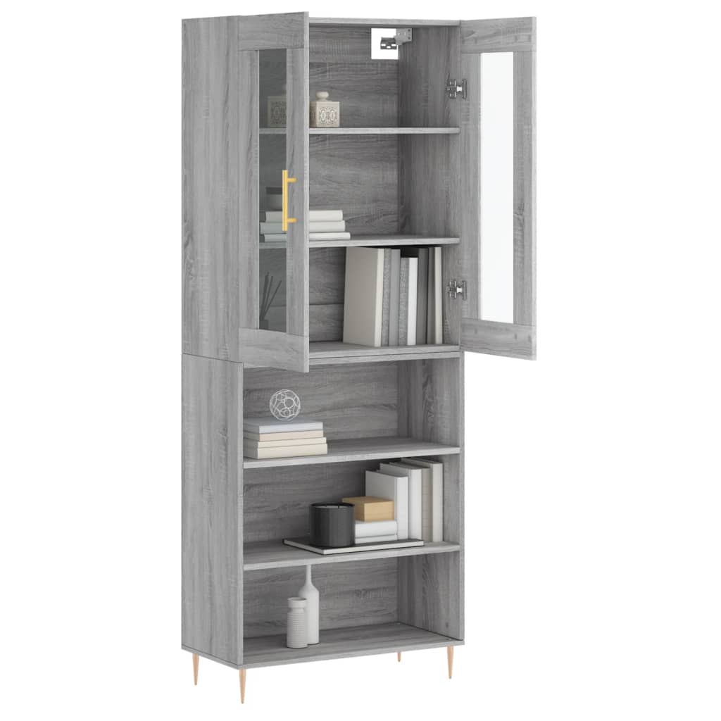 Chest of drawers, grey oak, 69.5x34x180cm, engineered wood