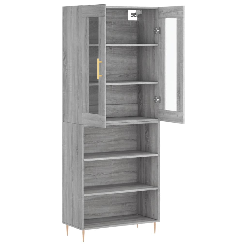 Chest of drawers, grey oak, 69.5x34x180cm, engineered wood