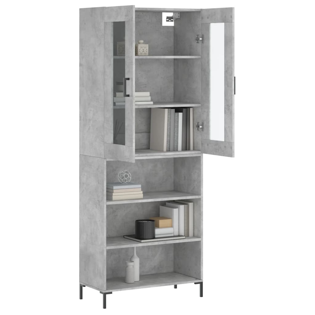 Chest of drawers, concrete grey, 69.5x34x180cm, engineered wood