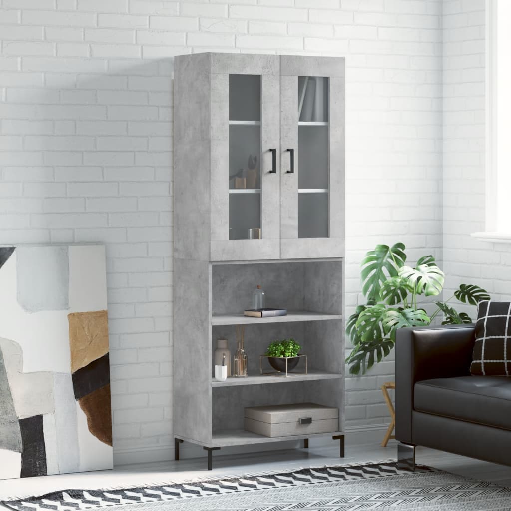 Chest of drawers, concrete grey, 69.5x34x180cm, engineered wood