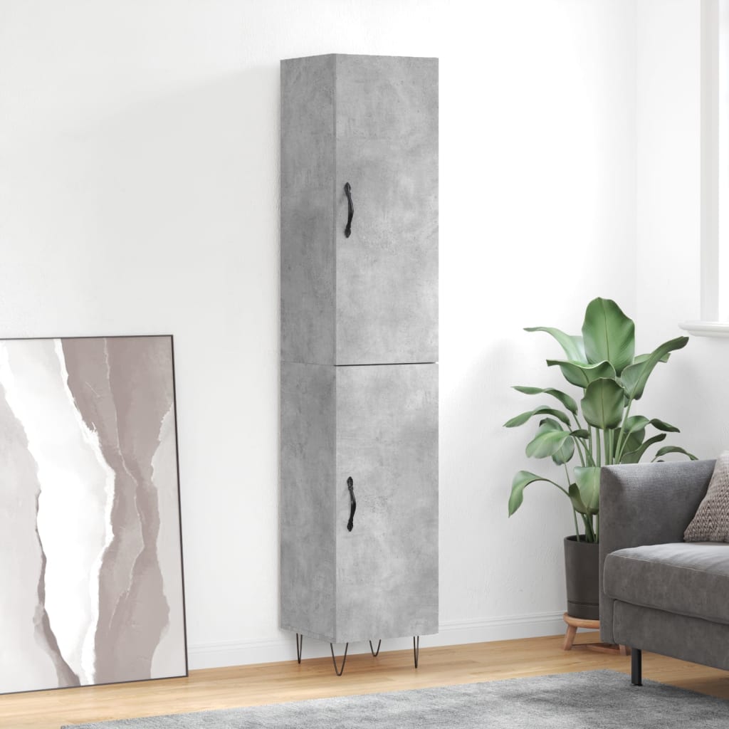 Komoda, betono pilkos spalvos, 34,5x34x180cm, apdirbta mediena