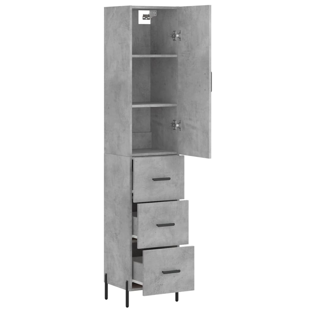 Kumode, betona pelēka krāsa, 34,5x34x180cm, apstrādāta koksne